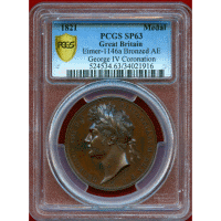 【SOLD】イギリス 1821年 銅メダル ジョージ4世 戴冠記念 PCGS SP63