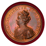イギリス 1707年 銅メダル アン女王 イングランド・スコットランド併合 PCGS SP64RB