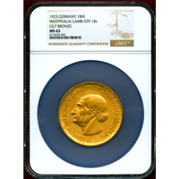 【SOLD】ドイツ ヴェストファーレン 1923 1兆マルク 銅貨 ギルト 緊急貨 NGC MS62