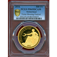 【SOLD】スイス 2016年 500フラン金貨 ゴッタルドベーストンネル開通記念 PR69DCAM