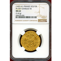 フランス 1422-61 エキュドール 金貨 シャルル7世 NGC MS62