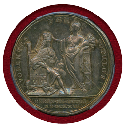 【SOLD】イギリス 1727年 銀メダル ジョージ2世戴冠式 PCGS SP62