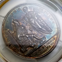 【SOLD】イギリス 1727年 銀メダル ジョージ2世戴冠式 PCGS SP62