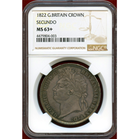 イギリス 1822年 クラウン 銀貨 ジョージ4世 SECUNDO NGC MS63+