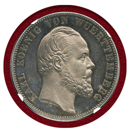 ドイツ ヴュルテンベルク 1869年 2ターラー 銀貨 ウルム大聖堂修復記念 NGC PF62CAM
