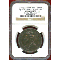 イギリス (1702) 銀メダル アン女王即位記念 NGC AU58