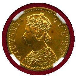 英領インド 1870(C) 5ルピー 金貨 リストライク ヴィクトリア NGC PF64