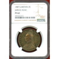 【SOLD】イギリス 1887年 1/2クラウン 銀貨 ヴィクトリア ジュビリーヘッド PF62