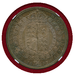 【SOLD】イギリス 1887年 1/2クラウン銀貨 ヴィクトリア ジュビリーヘッド MS65