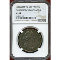 【SOLD】イギリス 1685年 銀メダル メアリー王妃戴冠記念 NGC MS62