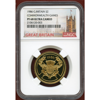 イギリス 1986年 2ポンド 金貨 Commonwealth Games NGC PF68UC