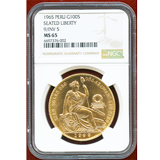 【SOLD】ペルー 1965年 100ソル 金貨 女神座像 9/INV 5 NGC MS65