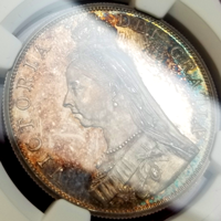 イギリス 1887年 2フローリン 銀貨 ヴィクトリア ジュビリーヘッド NGC PF63
