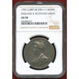 イギリス 1707年 アン女王 イングランド・スコットランド併合 NGC AU58