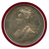 イギリス 1706年 バルセロナ包囲戦勝記念 銀メダル アン女王 NGC AU55