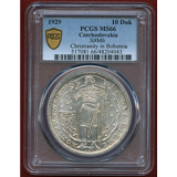 【SOLD】チェコスロバキア 1929年 10ダカット銀貨 聖ヴァーツラフ PCGS MS66