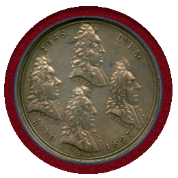 ドイツ リューベック 1697年 銀メダル 歴代市長と都市景観NGC AU Details