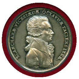 ドイツ ニュルンベルク 1787年 ホワイトメタルメダル 気球と都市景観 NGC MS61