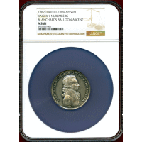 ドイツ ニュルンベルク 1787年 ホワイトメタルメダル 気球と都市景観 NGC MS61
