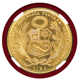 【SOLD】ペルー 1965年 50ソル 金貨 女神座像 NGC MS65
