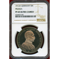 【SOLD】ドイツ プロイセン 1913A 5マルク 銀貨 ヴィルヘルム2世 NGC PF65UC