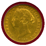 オーストラリア 1859(SY) ソブリン 金貨 ヴィクトリア バンクシア NGC AU53