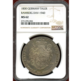 ドイツ バンベルク 1800年 ターラー銀貨 都市景観 NGC MS62
