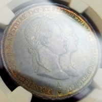 オーストリア 1854A 2グルデン 銀貨 フランツヨーゼフ1世 御成婚記念 NGC MS61
