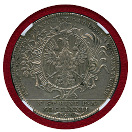 【SOLD】ドイツ フランクフルト 1772PCB ターラー 銀貨 都市景観 NGC MS61