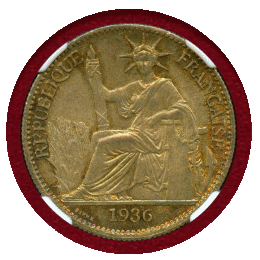 仏領インドシナ 1936年 50セント 銀貨 自由の女神 NGC MS64