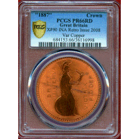 イギリス 2008(1887)年 クラウン 銅貨 ファンタジー ボノミ PCGS PR66RD