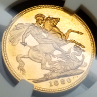 オーストラリア 1880S ソブリン 金貨 ヴィクトリア ヤングヘッド セントジョージ MS62