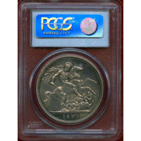イギリス 1893年 クラウン 銀貨 ヴィクトリア オールドヘッド PCGS PR61