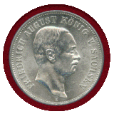 ドイツ ザクセン 1914E 5マルク 銀貨 フリードリヒ・アウグスト3世 PCGS AU58