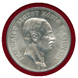 ドイツ ザクセン 1914E 5マルク 銀貨 フリードリヒ・アウグスト3世 PCGS AU58