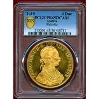 オーストリア (1915年) 4ダカット 金貨 フランツヨーゼフ1世 リストライク PR65DCAM