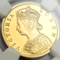 英領インド 1870(C) 5ルピー 金貨 リストライク ヴィクトリア NGC PF64