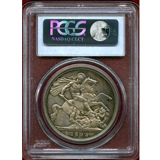 イギリス 1893年 銀貨 ヴィクトリア クラウン ベールヘッド LVI エッジ PCGS PR64