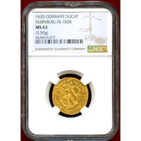 ドイツ 1635年 ニュルンベルク ダカット金貨 NGC MS63