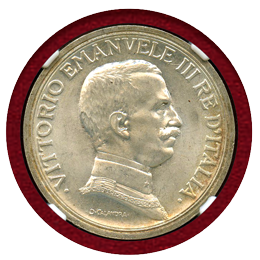 【SOLD】イタリア 1916R 2リレ 銀貨 エマヌエレ3世 クァドリガ NGC MS65