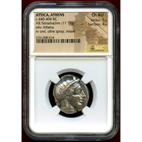 【SOLD】古代ギリシャ アッティカ アテネ 440-404BC 4ドラクマ 銀貨 Ch AU