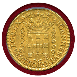 ブラジル 1725M 20000レイス 金貨 ジョアン5世 PCGS AU55