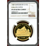 【SOLD】スイス 1989年 1オンス 金貨 シヨン城 NGC PF69UC