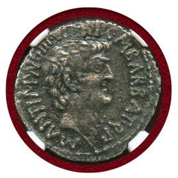 帝政ローマ 41BC デナリウス銀貨 マルクス・アントニウスとオクタヴィア XF