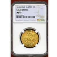 【SOLD】オーストリア 1642(1963)年 2ダカット金貨 フェルディナント・カール MS68