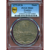 ドイツ フランクフルト 1772PCB ターラー 銀貨 都市景観 PCGS MS62