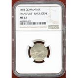 【SOLD】ドイツ フランクフルト 1856年 6クロイツァー 都市景観 NGC MS62