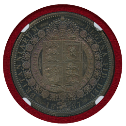イギリス 1887年 1/2クラウン 銀貨 ヴィクトリア ジュビリーヘッド NGC PF64