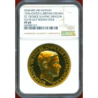イギリス (1936) クラウン 白銅貨 ギルト ファンタジー エドワード8世 NGC PF69