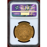 フランス 1865A 100フラン 金貨 ナポレオン3世有冠 NGC MS61